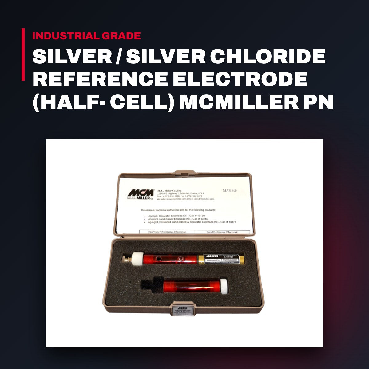 M. C. Miller Co 13100 – Silver / Silver Chloride Reference Electrode (Half- Cell) Mcmiller Pn # 13100 – The Sea Water Kit