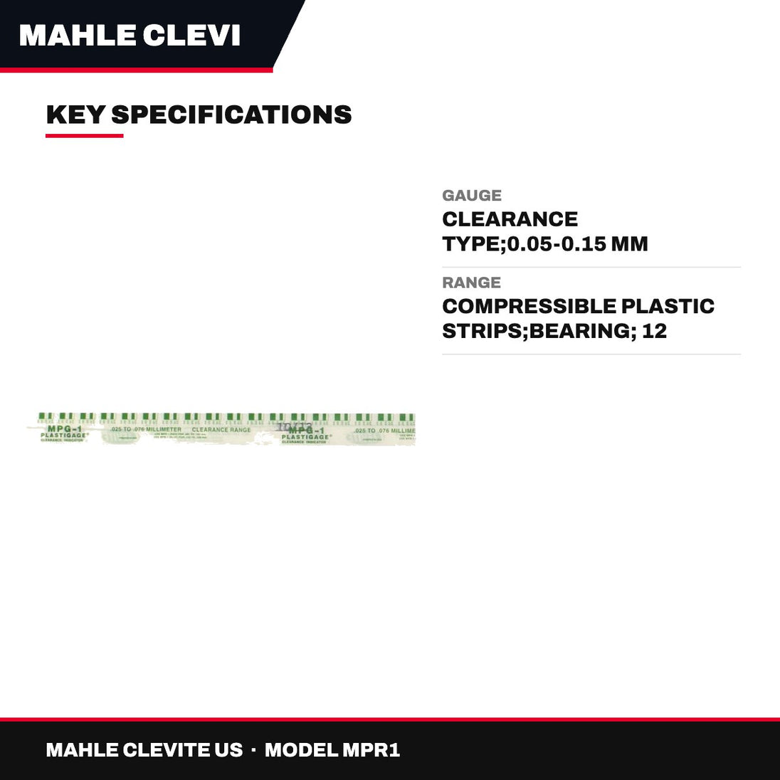 Mahle Clevite Us MPR1 – Gauge – Clearance Type, 0.05-0.15 Mm (0.0020-0.0060 In)