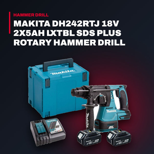 Makita DHR242RTJ – Makita Dh242Rtj 18V 2X5Ah Lxtbl Sds Plus Rotary Hammer Drill Kit