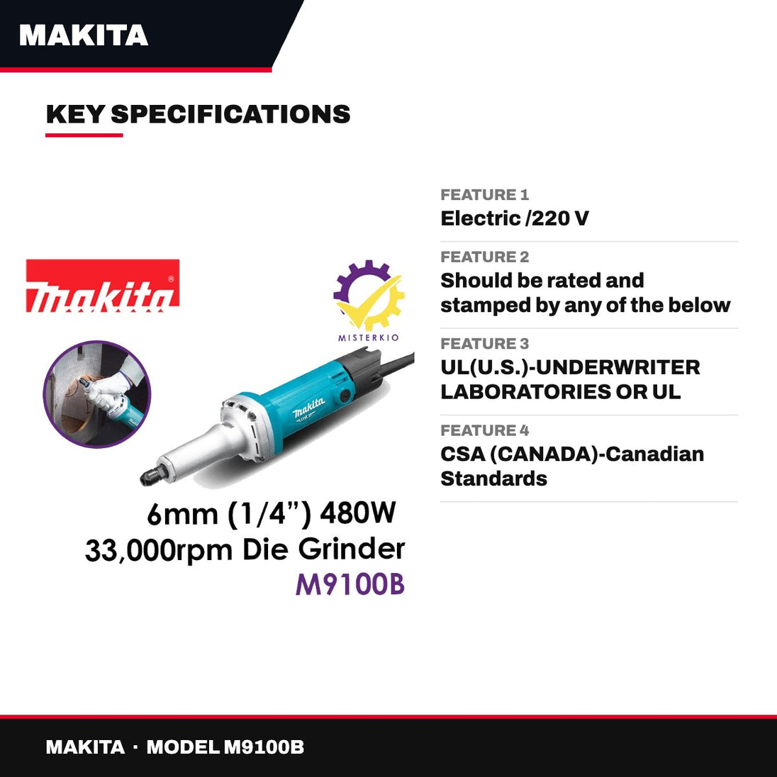 Makita M9100B – 1/4'' Die Grinder