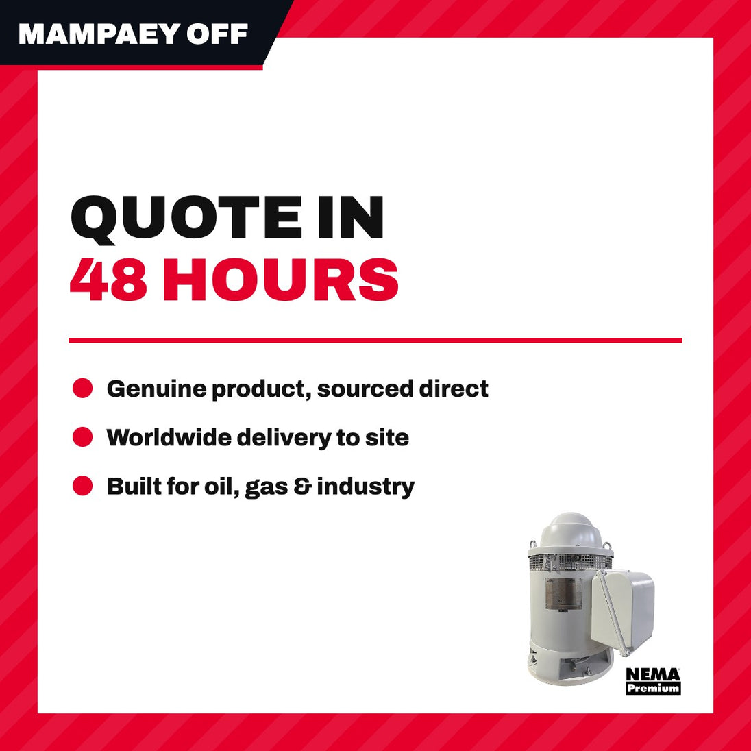 Mampaey Offshore MOTR70101011 – Motor Induction – 11.8 Kw (15 Hp) Power, 1800 Rpm Rpm