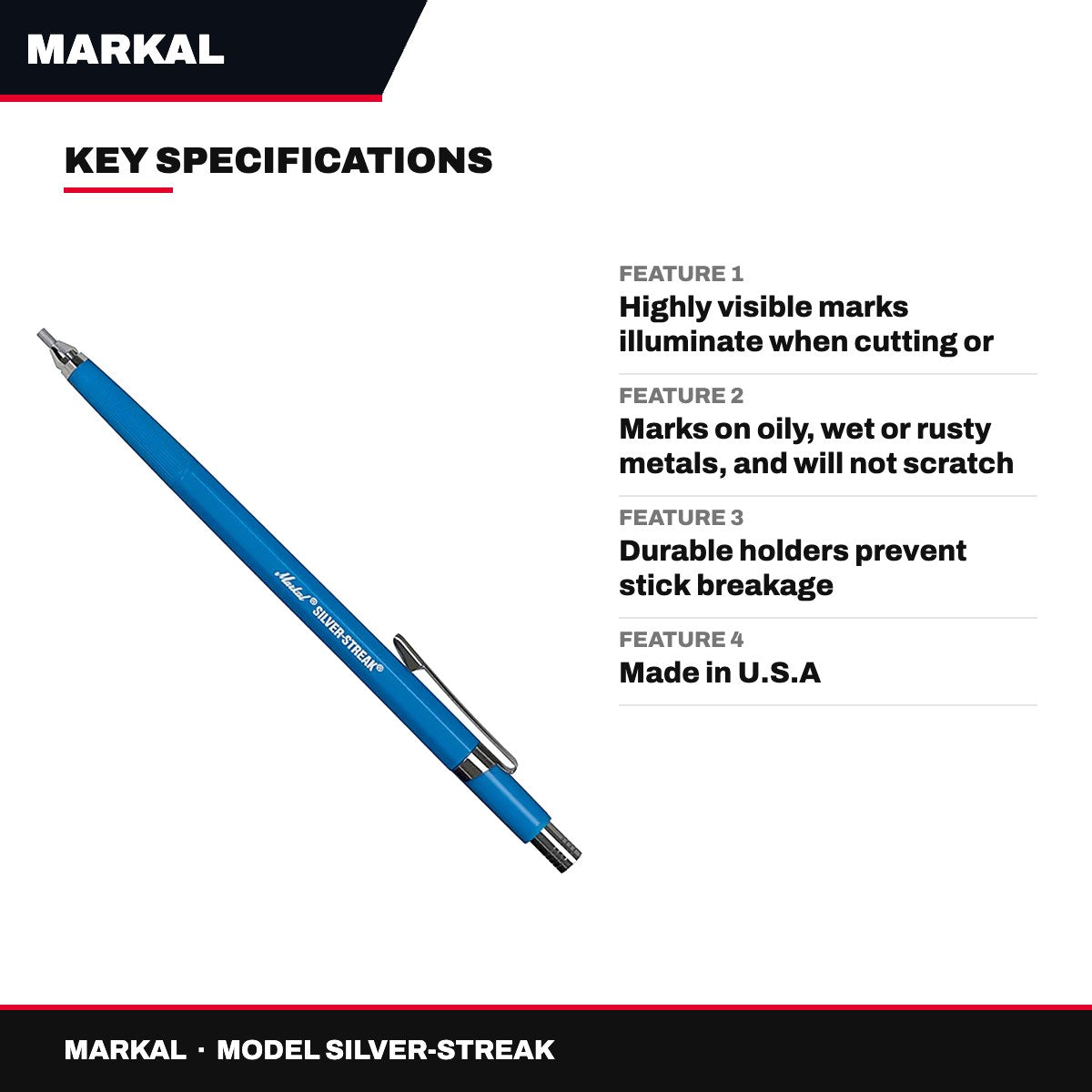 Markal Silver-Streak – Welder's Pencil Holder with Reflective Lead