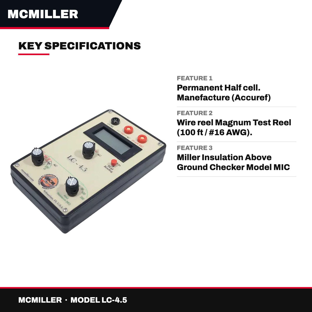 McMiller LC-4.5 – Cathodic Protection Test Kit – Multimeter & Reference Electrode