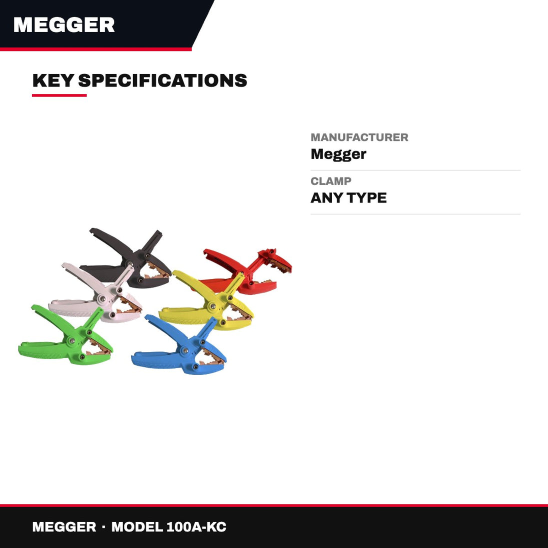 Megger 100A-KC – 100A Kelvin Clamp Set
