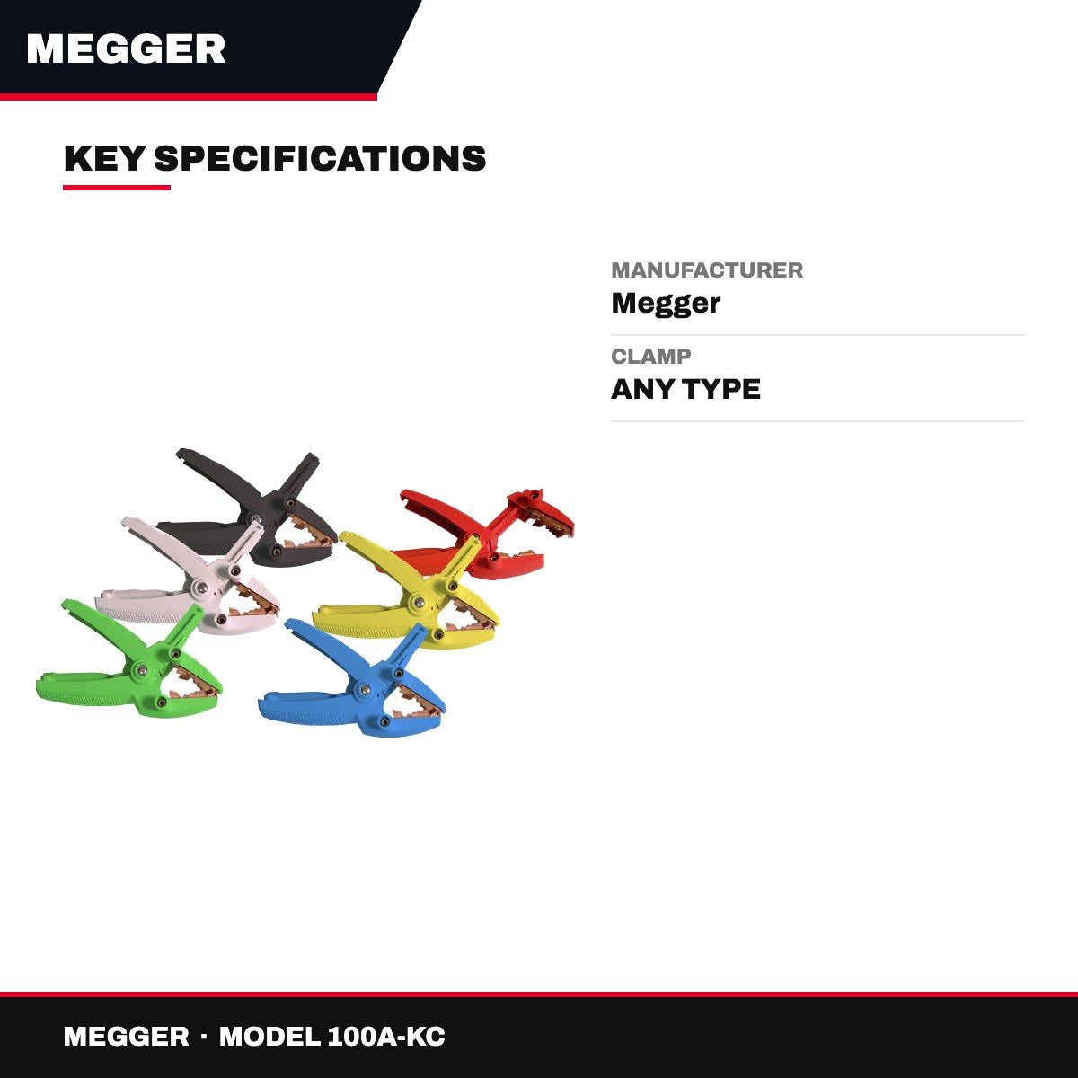 Megger 100A-KC – 100A Kelvin Clamp Set