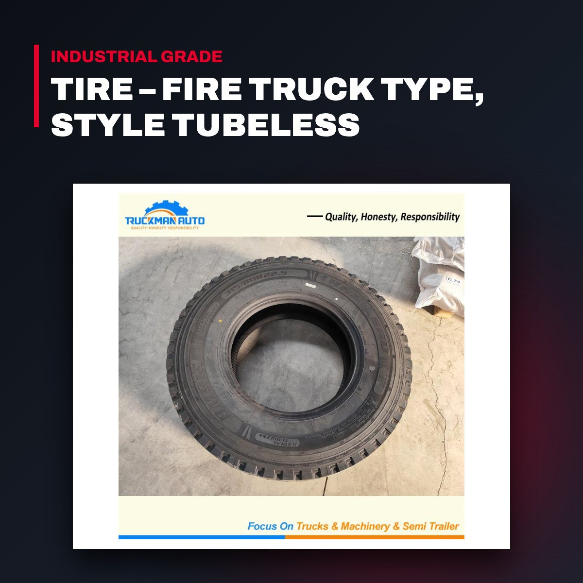 Michelin 315/80 – Tire – Fire Truck Type, Style Tubeless