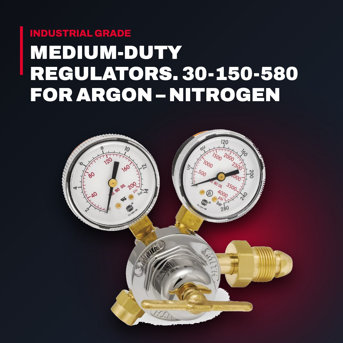 Miller Electric Manufacturing 30-150-580 – Medium-Duty Regulators. 30-150-580 For Argon – Nitrogen And Helium