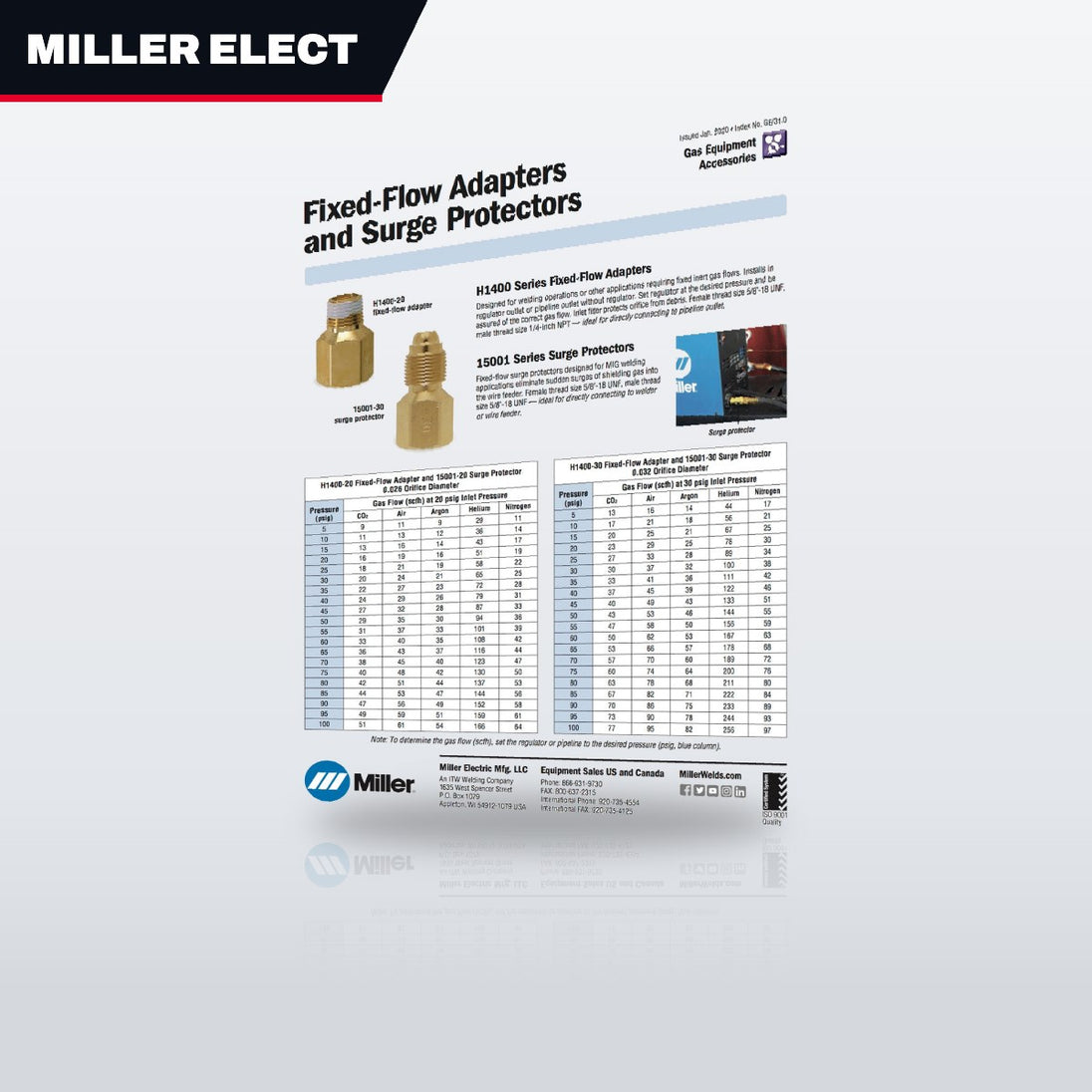 Miller Electric Manufacturing H1400-20 – H1400 Series Fixed Flow Adapters Female Thread Size 5/8-18 Unf Male Thread Size 1/4-Inch Npt.H1400-20 And 0.02