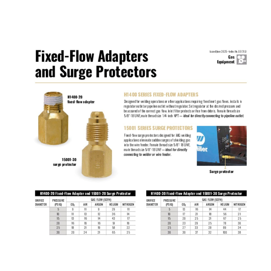 Miller Electric Manufacturing H1400-50 – H1400 Series Fixed Flow Adapters Female Thread Size 5/8-18 Unf Male Thread Size 1/4-Inch Npt.H1400-50 And 0.04