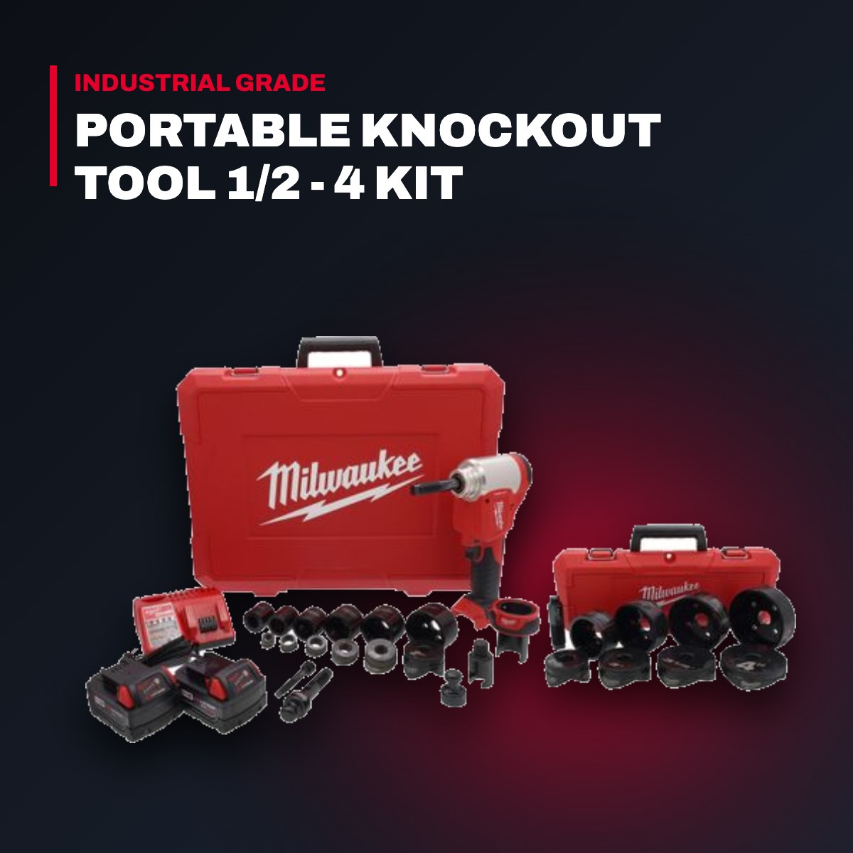 Milwaukee 2676-23 – Portable Knockout Tool 1/2 - 4 Kit