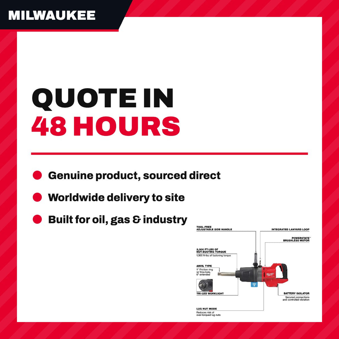 Milwaukee 2869-20 – Cordless Impact Wrench – 1 In Square Drive Size, 1