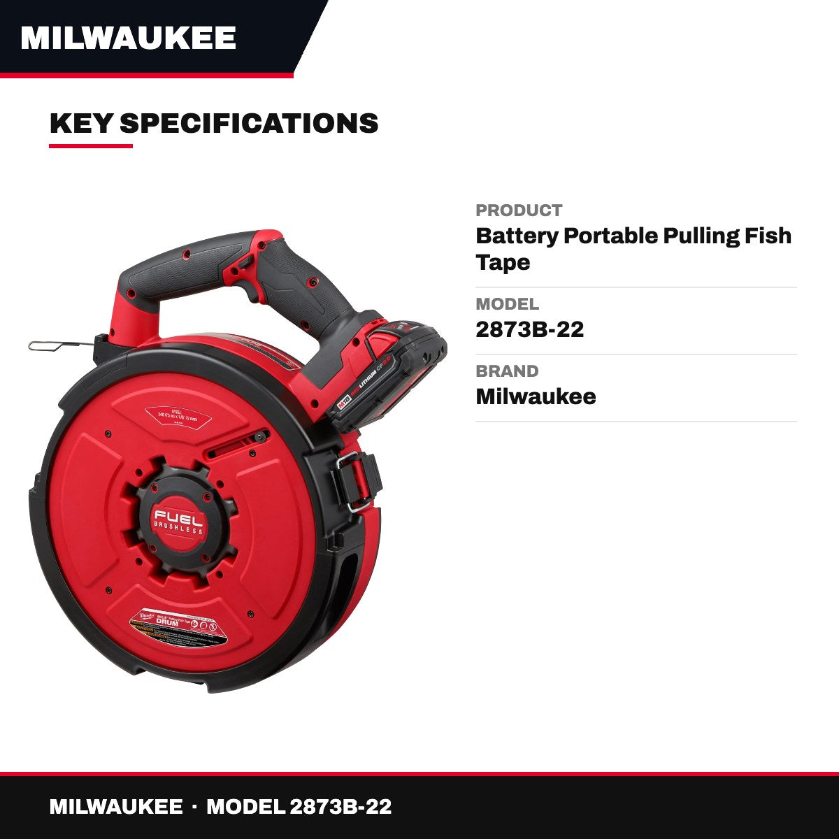Milwaukee 2873B-22 – Battery Portable Pulling Fish Tape