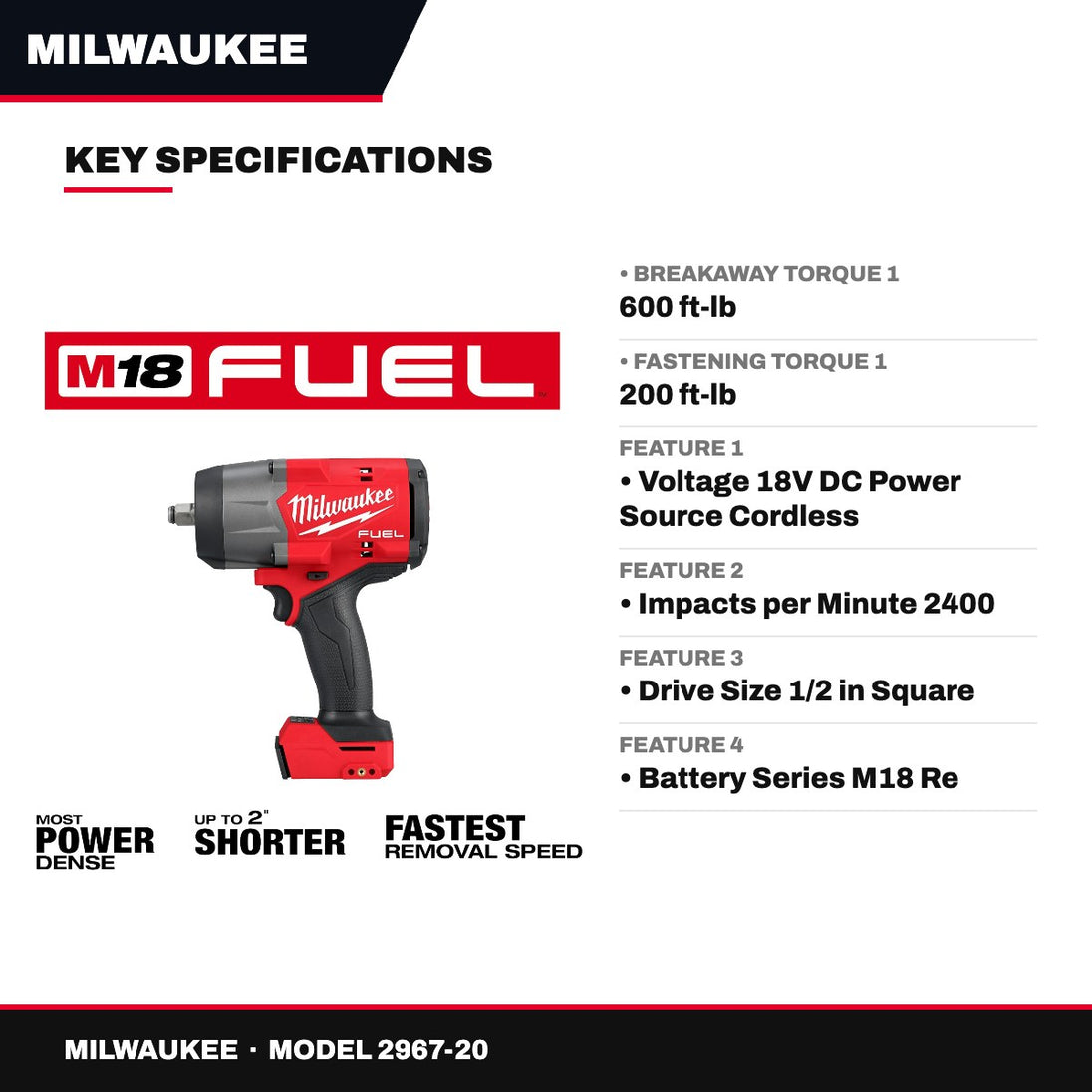 Milwaukee 2967-20 – Htiw – 1/2 In Drive Size, 1