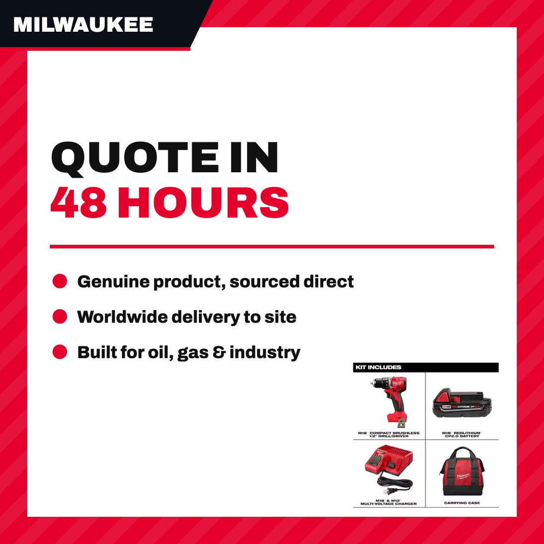 Milwaukee – ½ Hammer Drill Driver Brushless Motor Delivers The Power To Complete The Widest Range Of Applications Of Any H