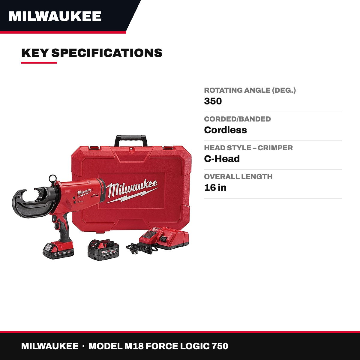 Milwaukee M18 FORCE LOGIC 750 – Cordless Crimper Kit