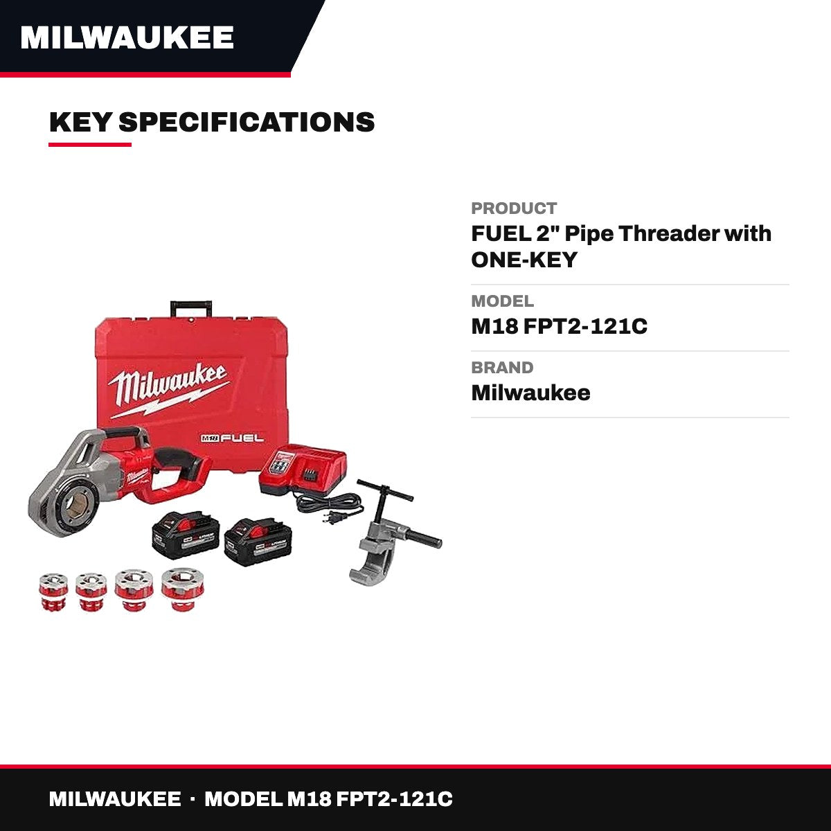 Milwaukee M18 FPT2-121C – FUEL 2" Pipe Threader with ONE-KEY
