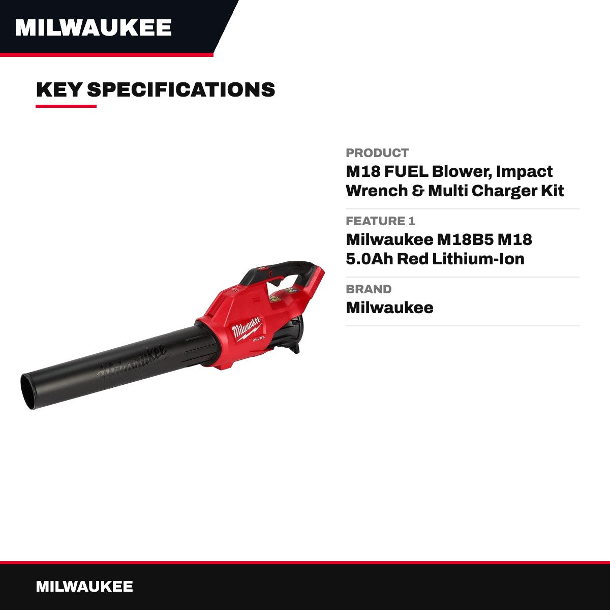Milwaukee M18 FUEL Blower, Impact Wrench & Multi Charger Kit
