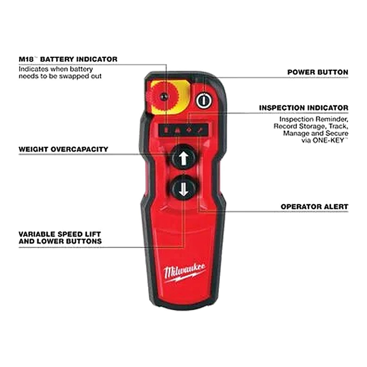 Milwaukee M18 ONE-KEY – M18 1 Ton Cordless Chain Hoist with Wireless Remote