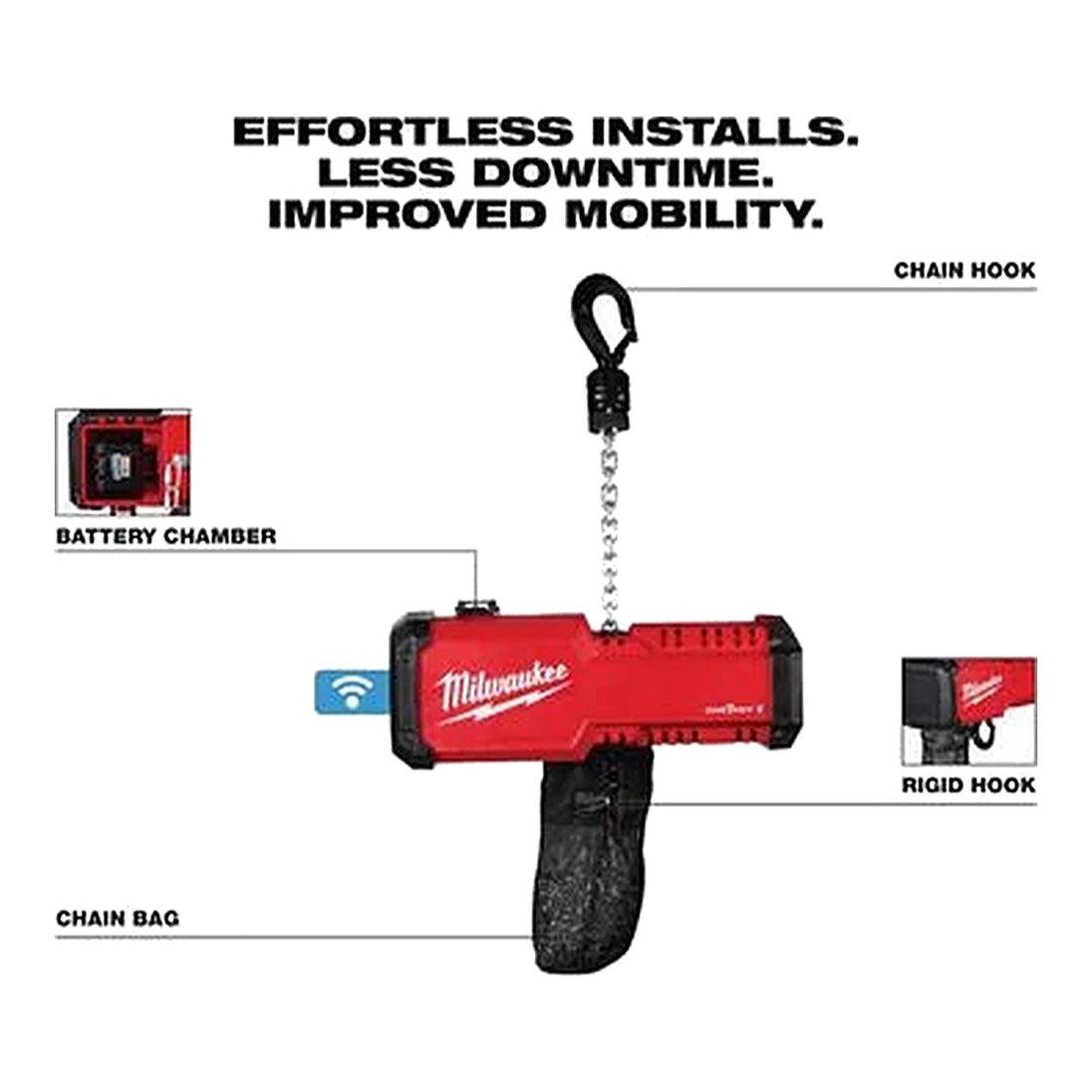 Milwaukee M18 ONE-KEY – M18 1 Ton Cordless Chain Hoist with Wireless Remote