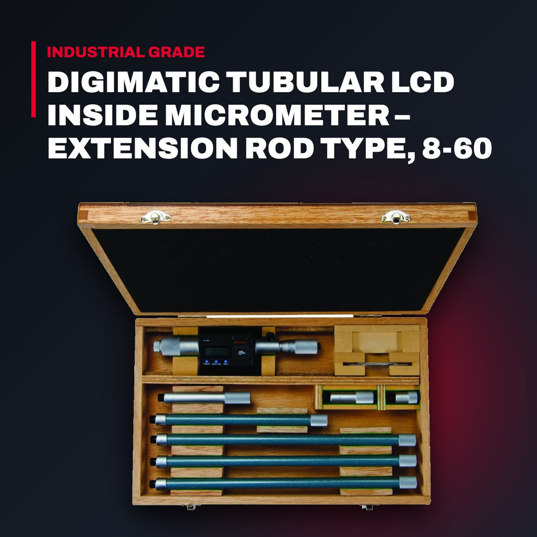 Mitutoyo OTHERS – Digimatic Tubular Lcd Inside Micrometer – Extension Rod Type, 8-60 Range
