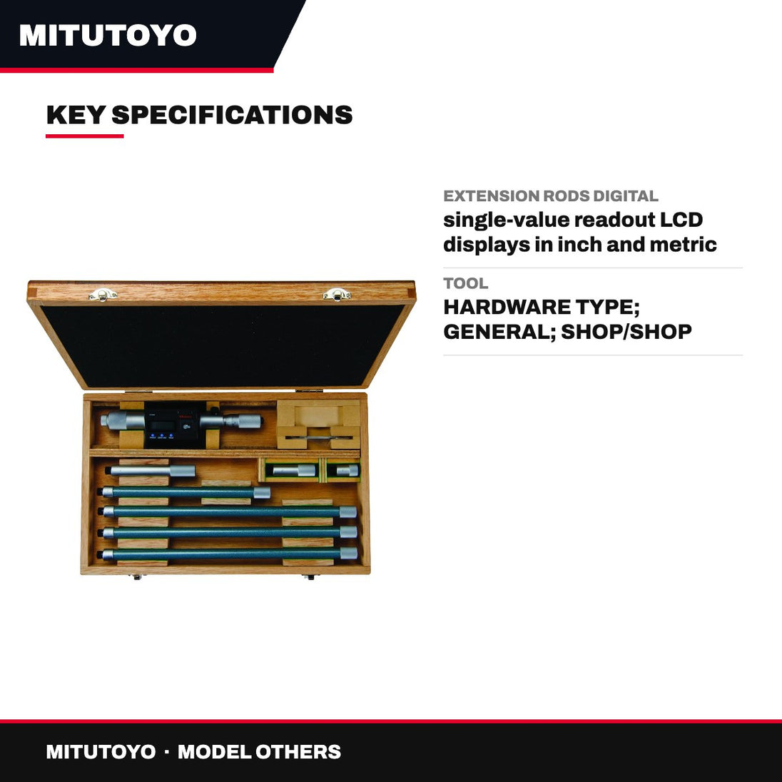 Mitutoyo OTHERS – Digimatic Tubular Lcd Inside Micrometer – Extension Rod Type, 8-60 Range