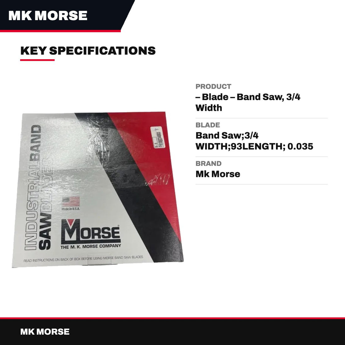 Mk Morse – Blade – Band Saw, 3/4 Width