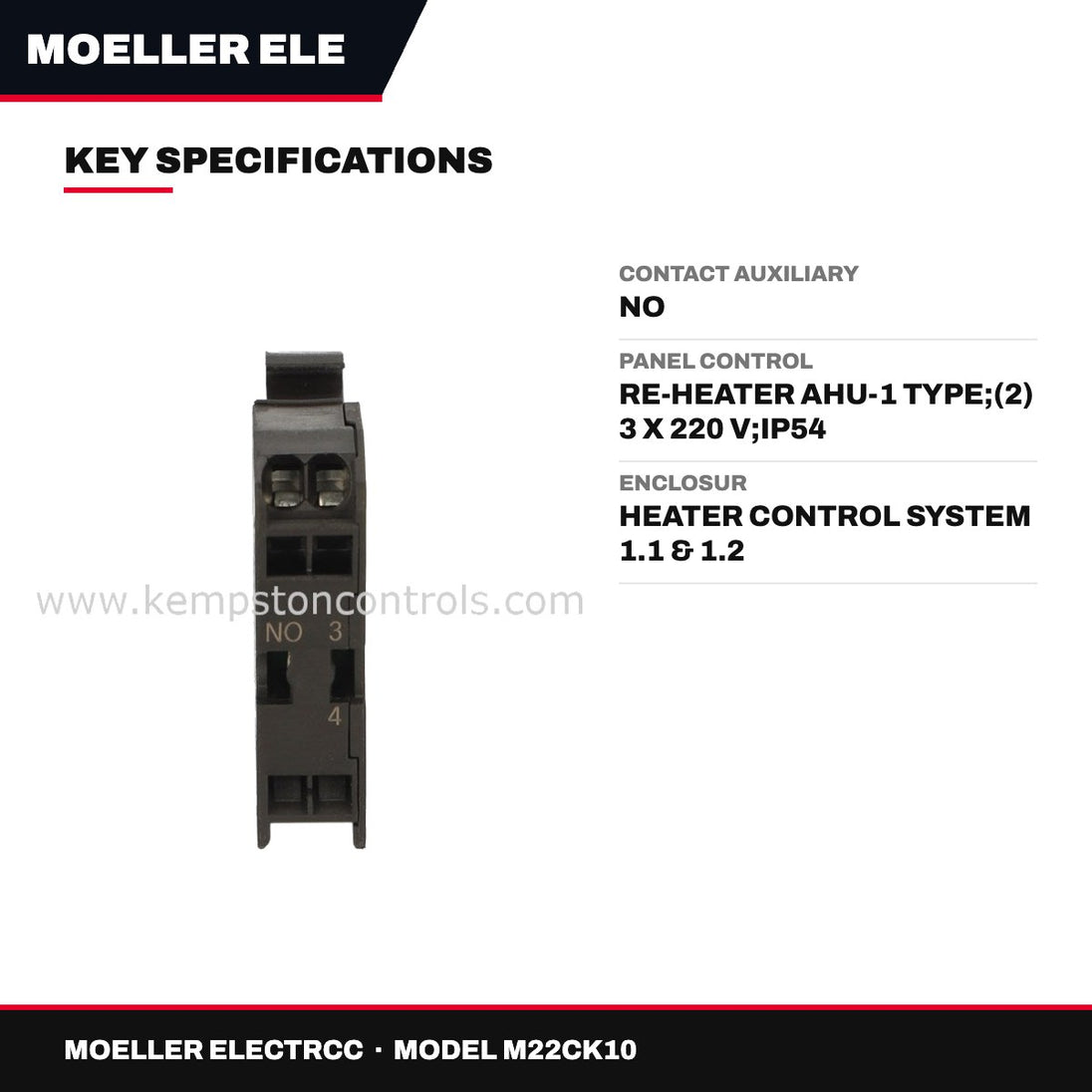 Moeller Electrcc M22CK10 – Contact Auxiliary – No