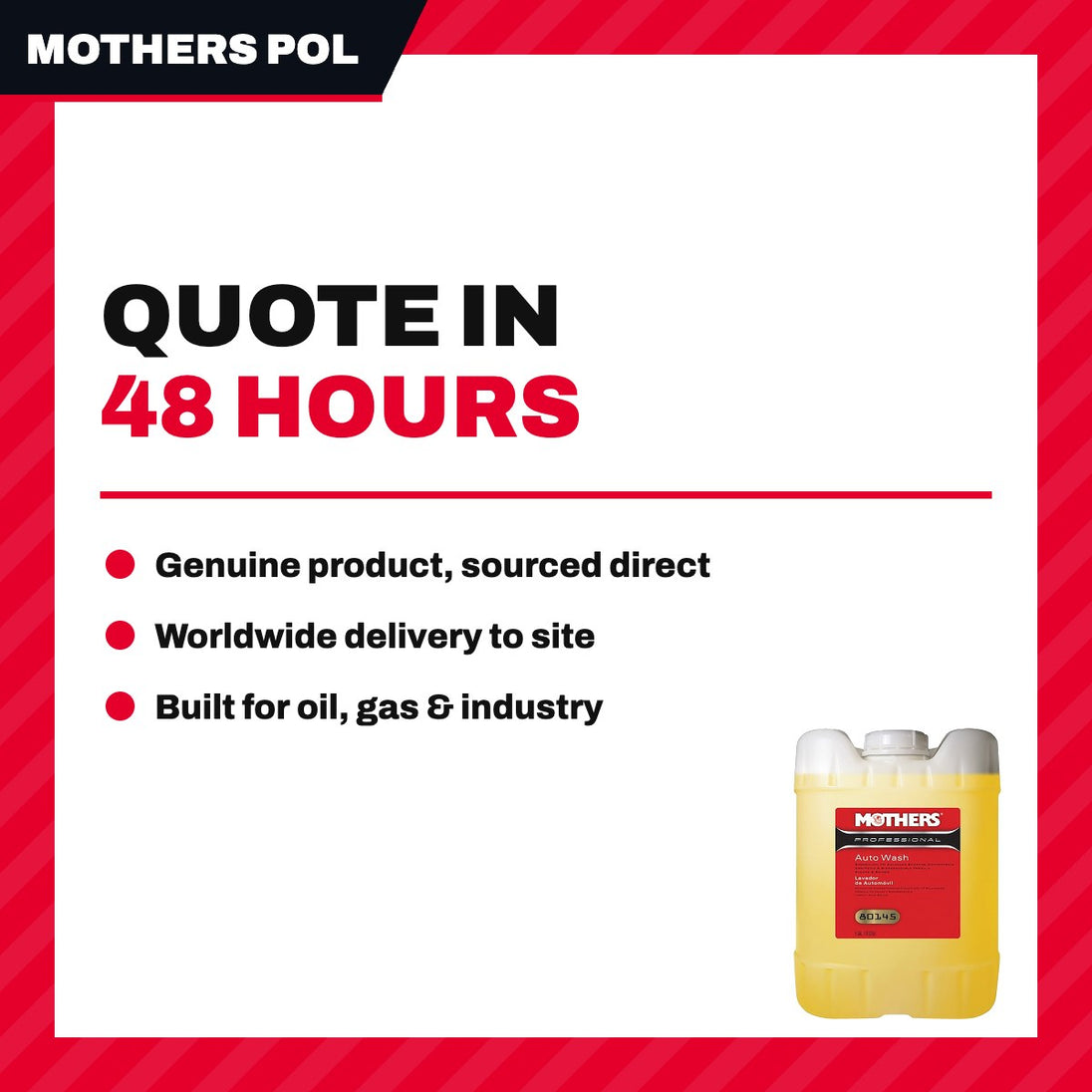 Mothers Polish US 80145 – Cleaner – Professional Auto Wash Concentrate Type, 5 Gal / 18.9 Liters