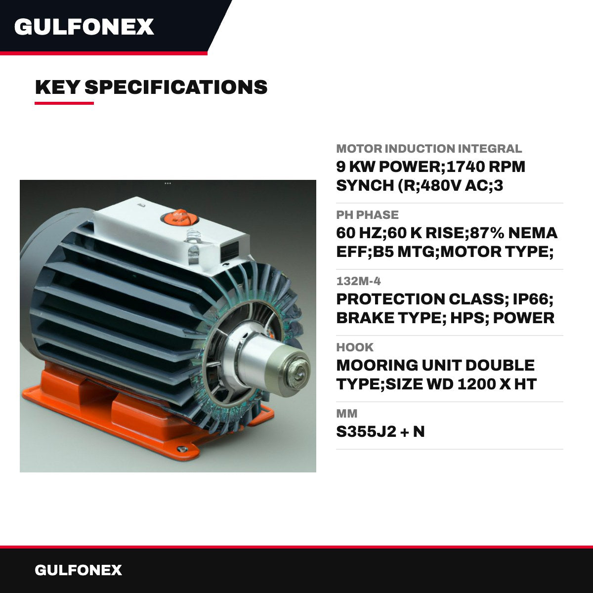 Motor Induction Integral – 9 Kw Power, 1740 Rpm Synch (R