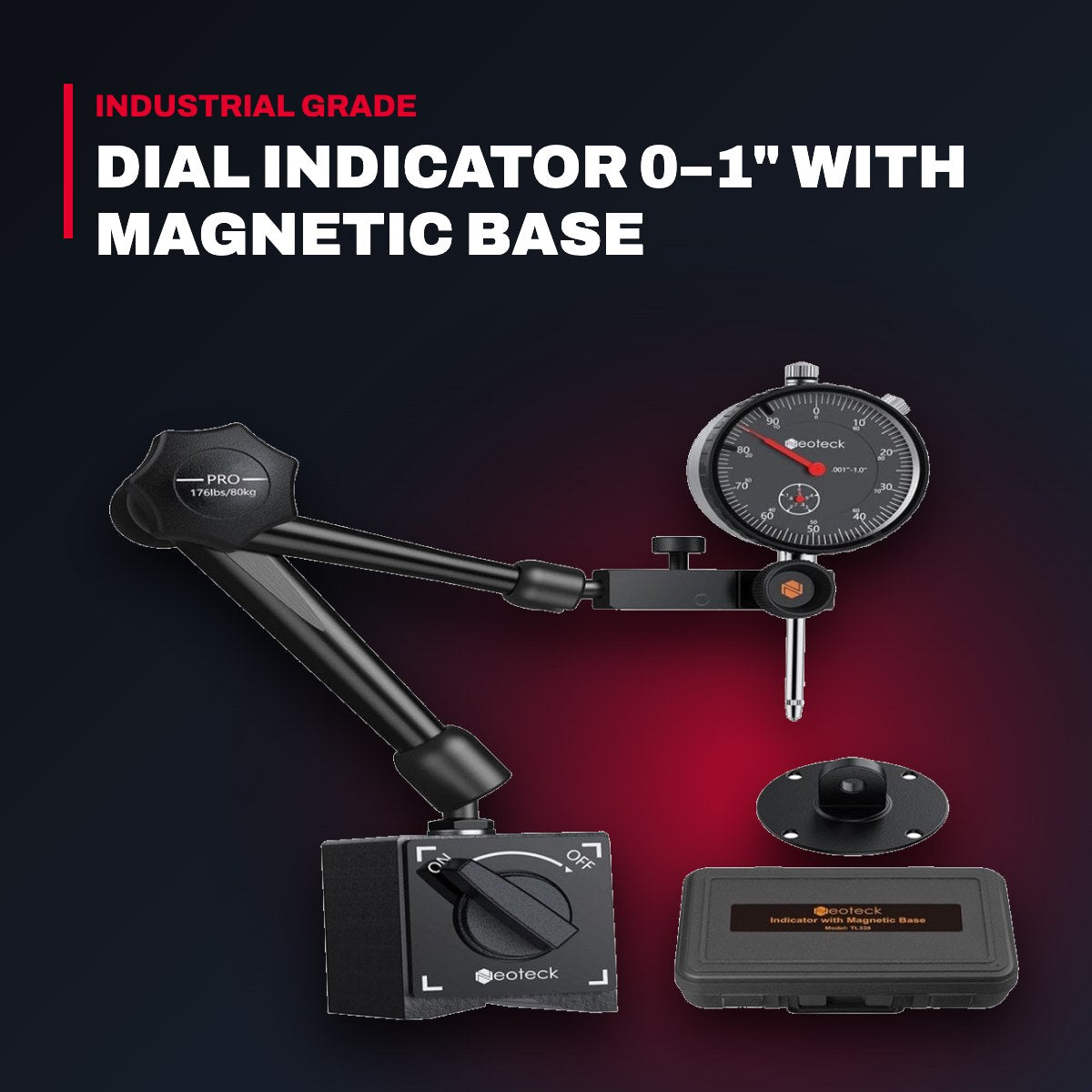 Neoteck Dial Indicator 0–1" with Magnetic Base