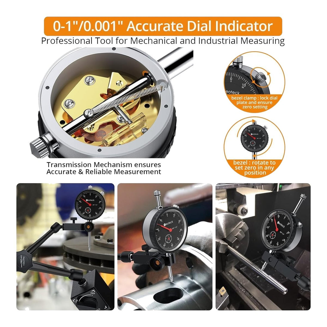 Neoteck Dial Indicator 0–1" with Magnetic Base
