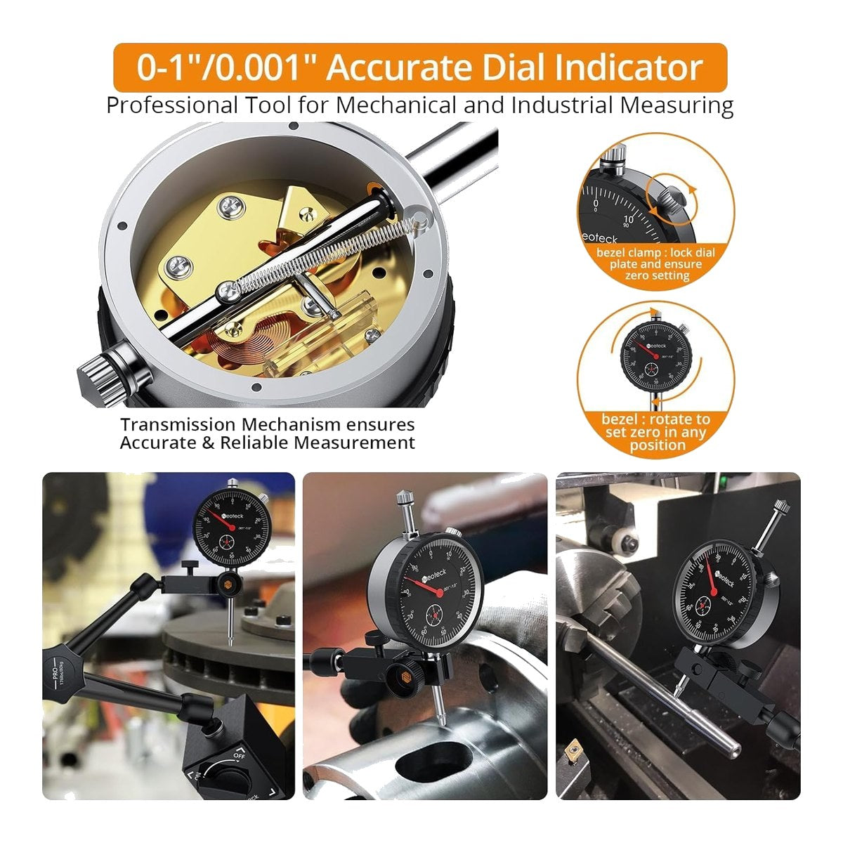 Neoteck Dial Indicator 0–1" with Magnetic Base