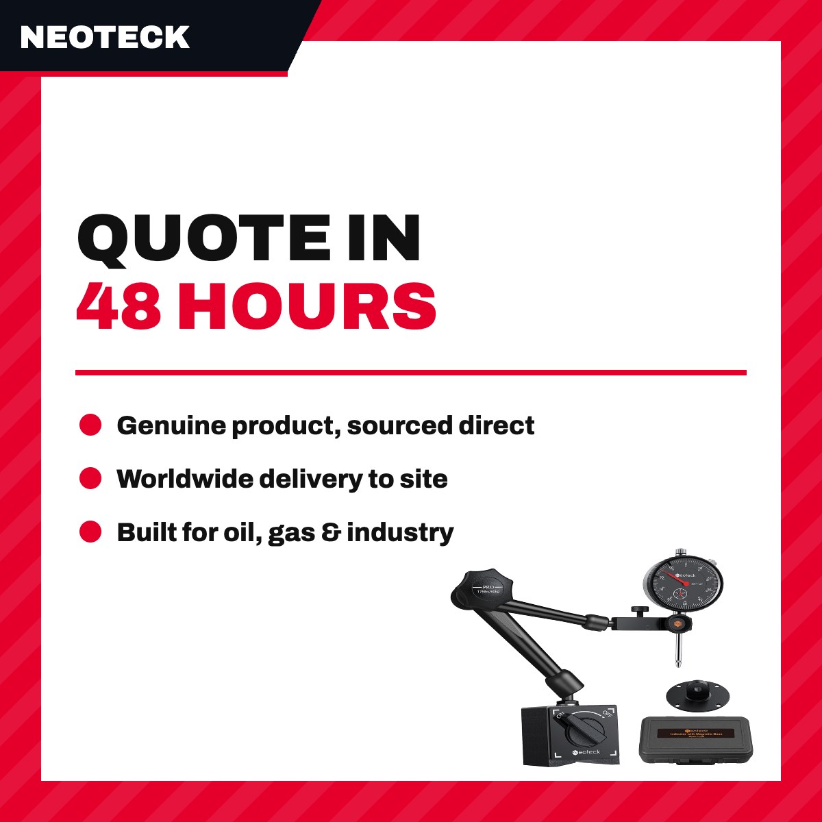 Neoteck Dial Indicator 0–1" with Magnetic Base