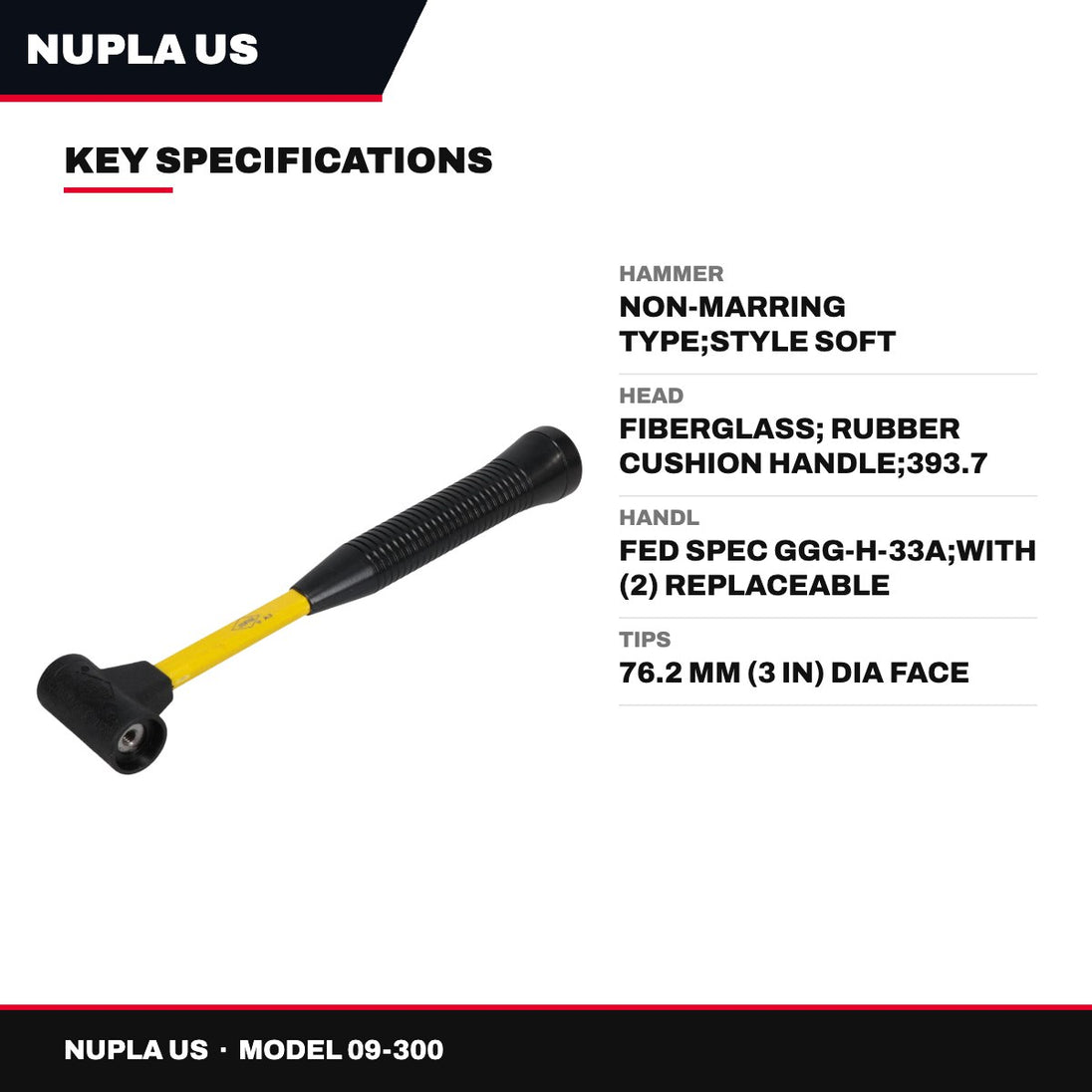 Nupla Us 09-300 – Hammer – Non-Marring Type, Style Soft Face