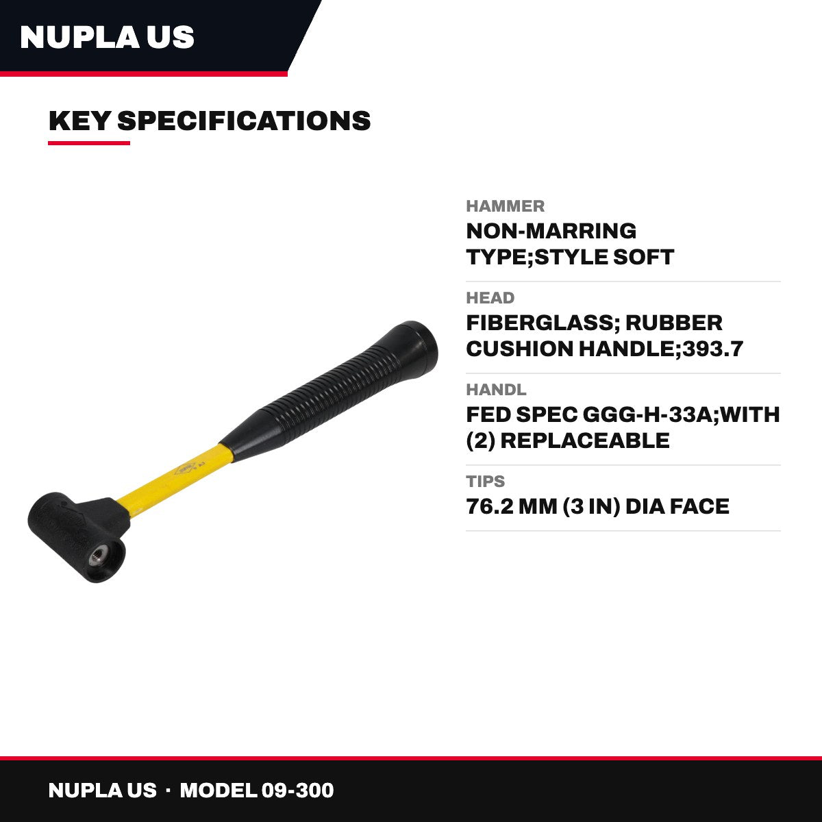 Nupla Us 09-300 – Hammer – Non-Marring Type, Style Soft Face