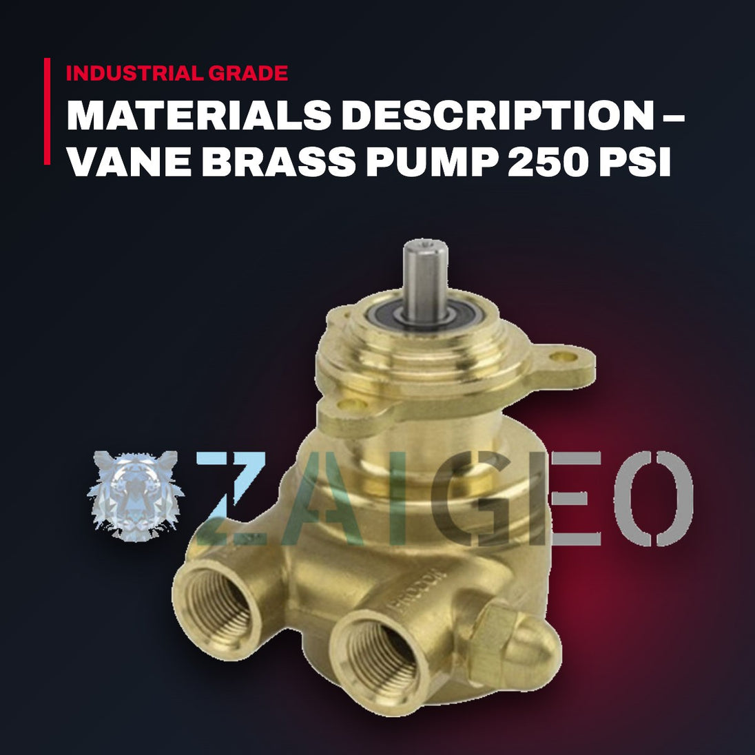 Omax 203745 – Materials Description – Vane Brass Pump 250 Psi
