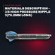 Omax 301337-3 – Materials Description – 3/8 High Pressure Nipple 3(76.2Mm Long)