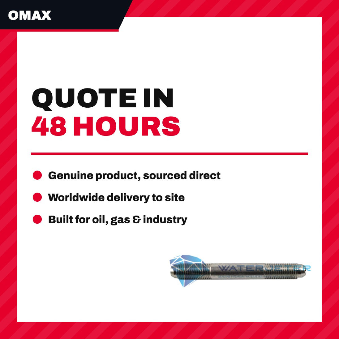 Omax 301337-3 – Materials Description – 3/8 High Pressure Nipple 3(76.2Mm Long)