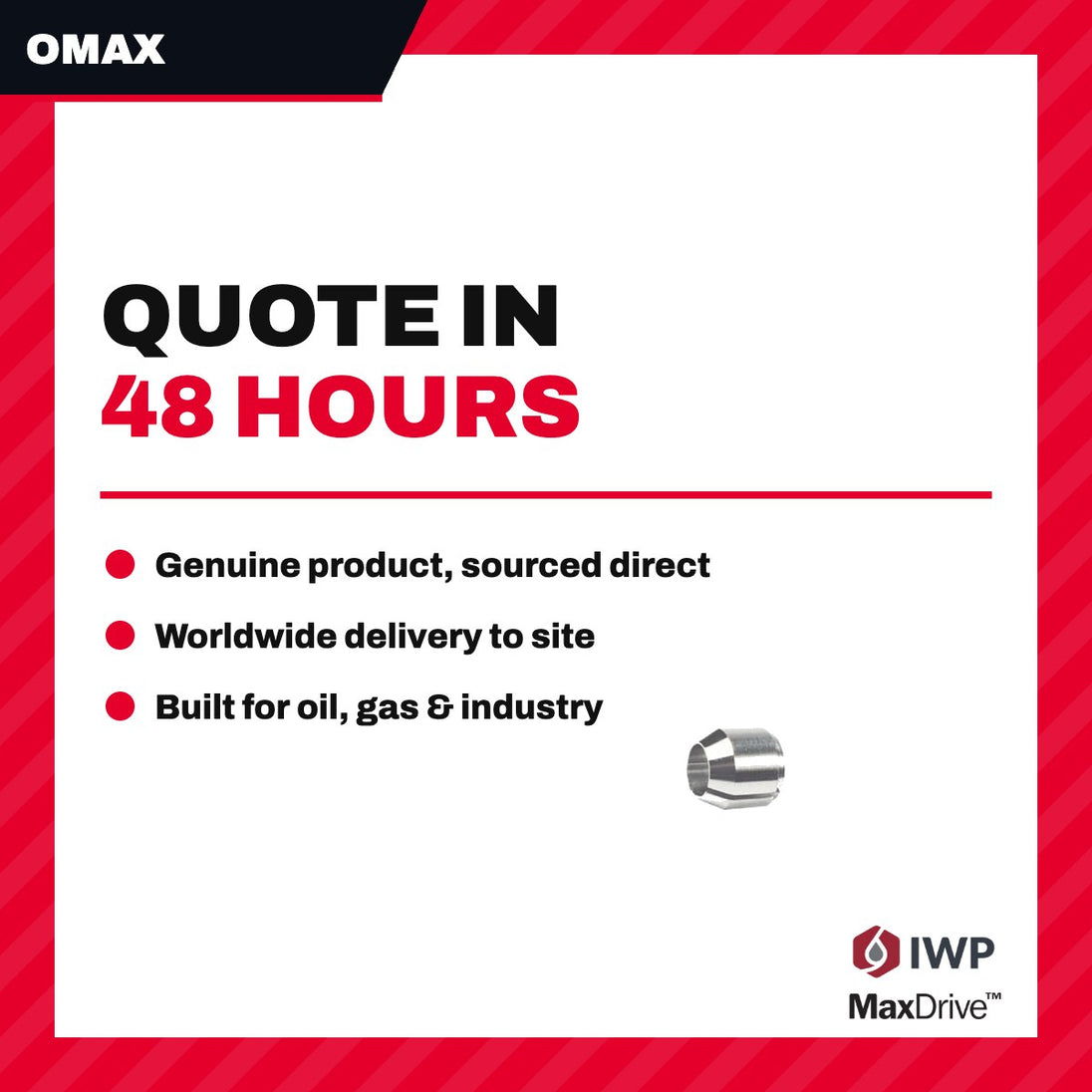 Omax 308641 – Materials Description – Pkg. Mixing Tube 3/8 Collet With O-Ring