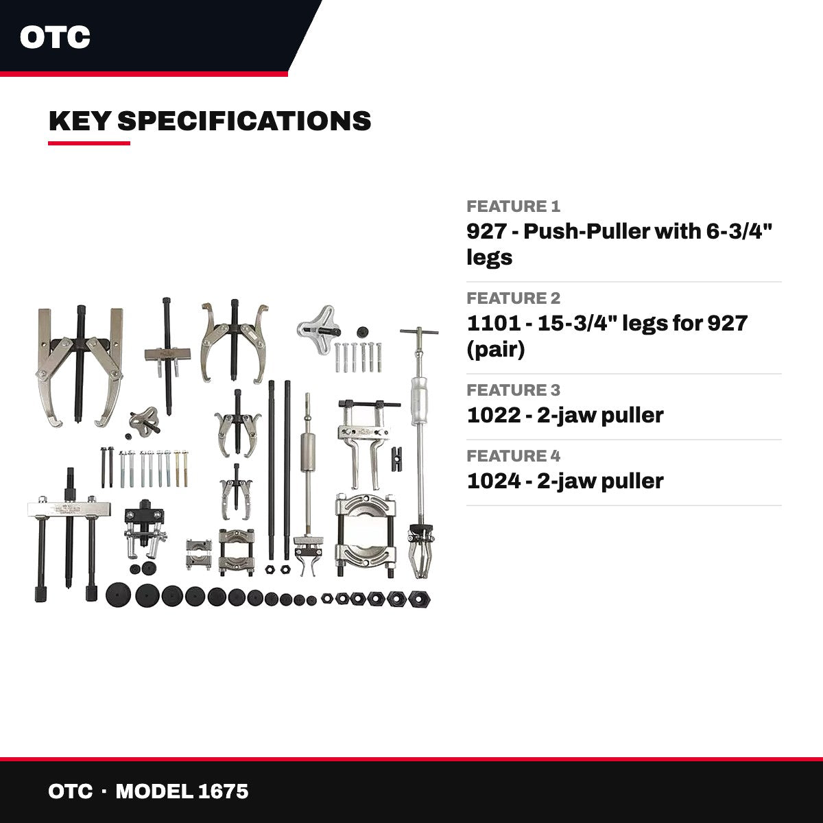OTC 1675 – 13 Ton Capacity Puller Set