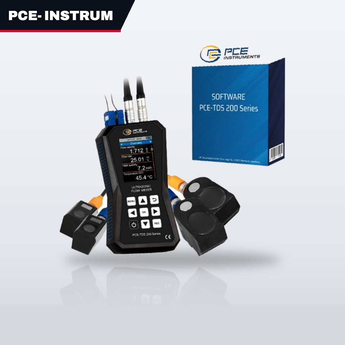 Pce- Instruments PCE-TDS – Portable Hand-Held Clamp- On Ultrasonic Flowmeter With Transducer. Tool – Liquid Velocity Measurement, Measuri