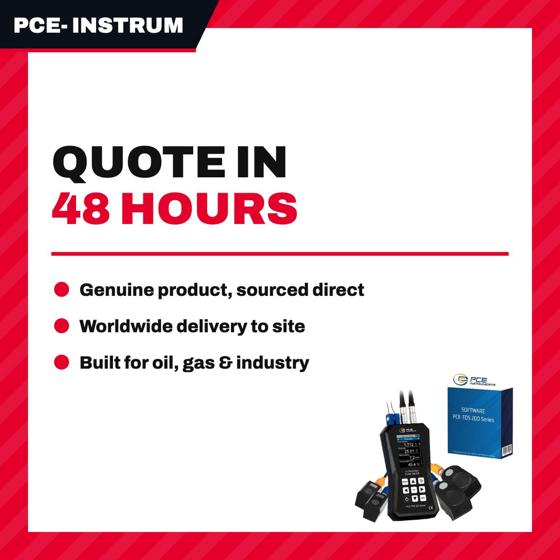 Pce- Instruments PCE-TDS – Portable Hand-Held Clamp- On Ultrasonic Flowmeter With Transducer. Tool – Liquid Velocity Measurement, Measuri