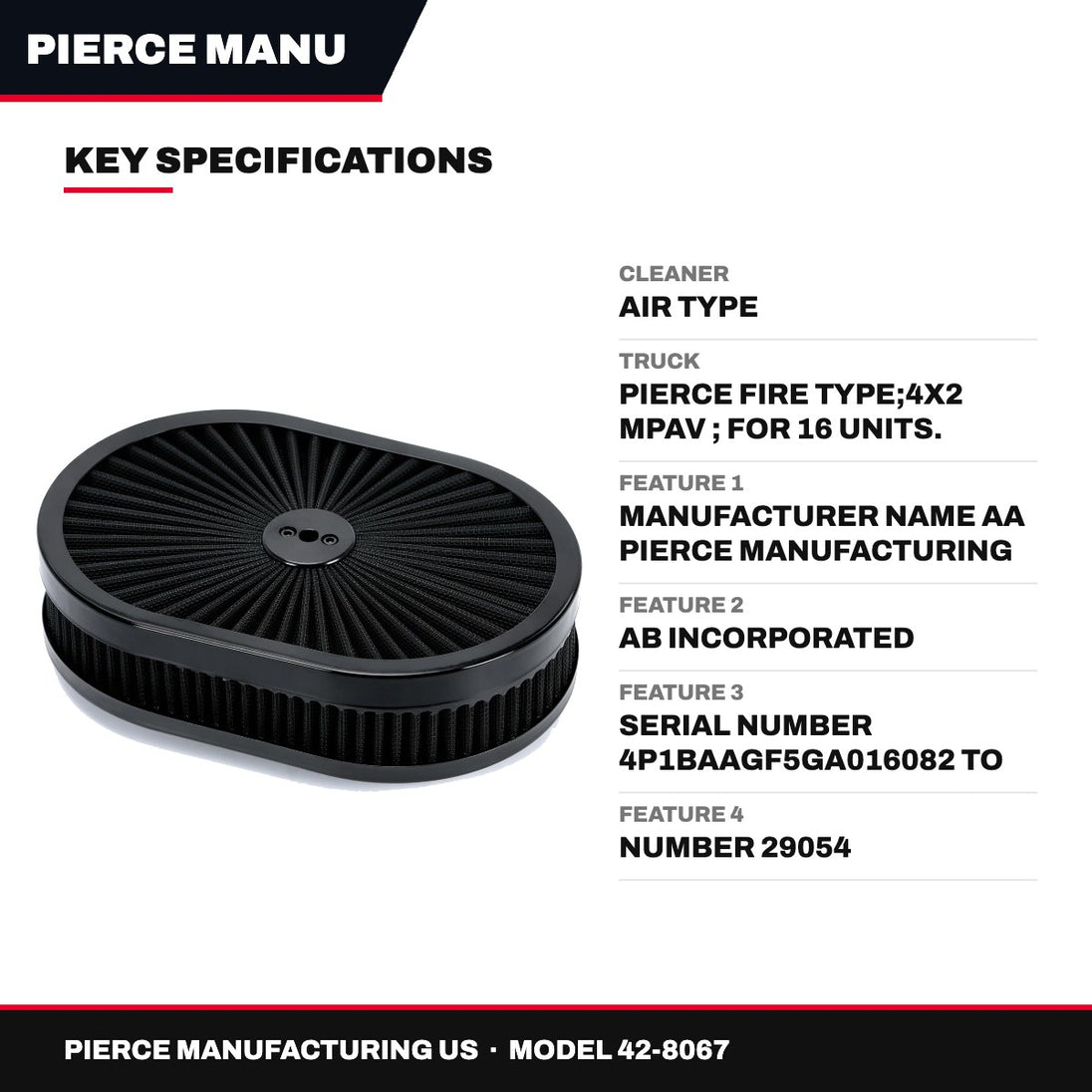 Pierce Manufacturing Us 42-8067 – Cleaner – Air Type