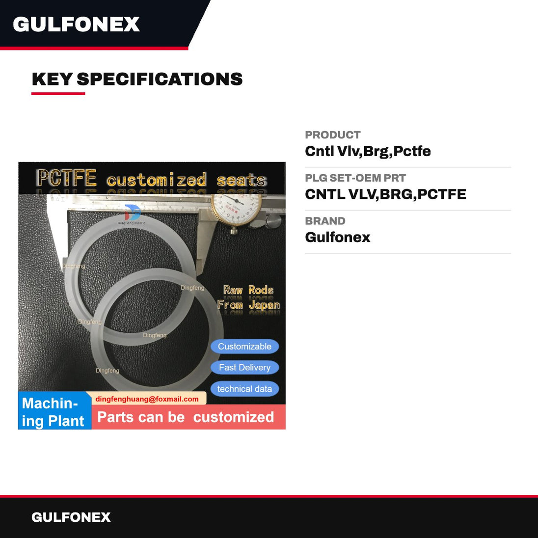 Plg Set-Oem Prt – Cntl Vlv,Brg,Pctfe