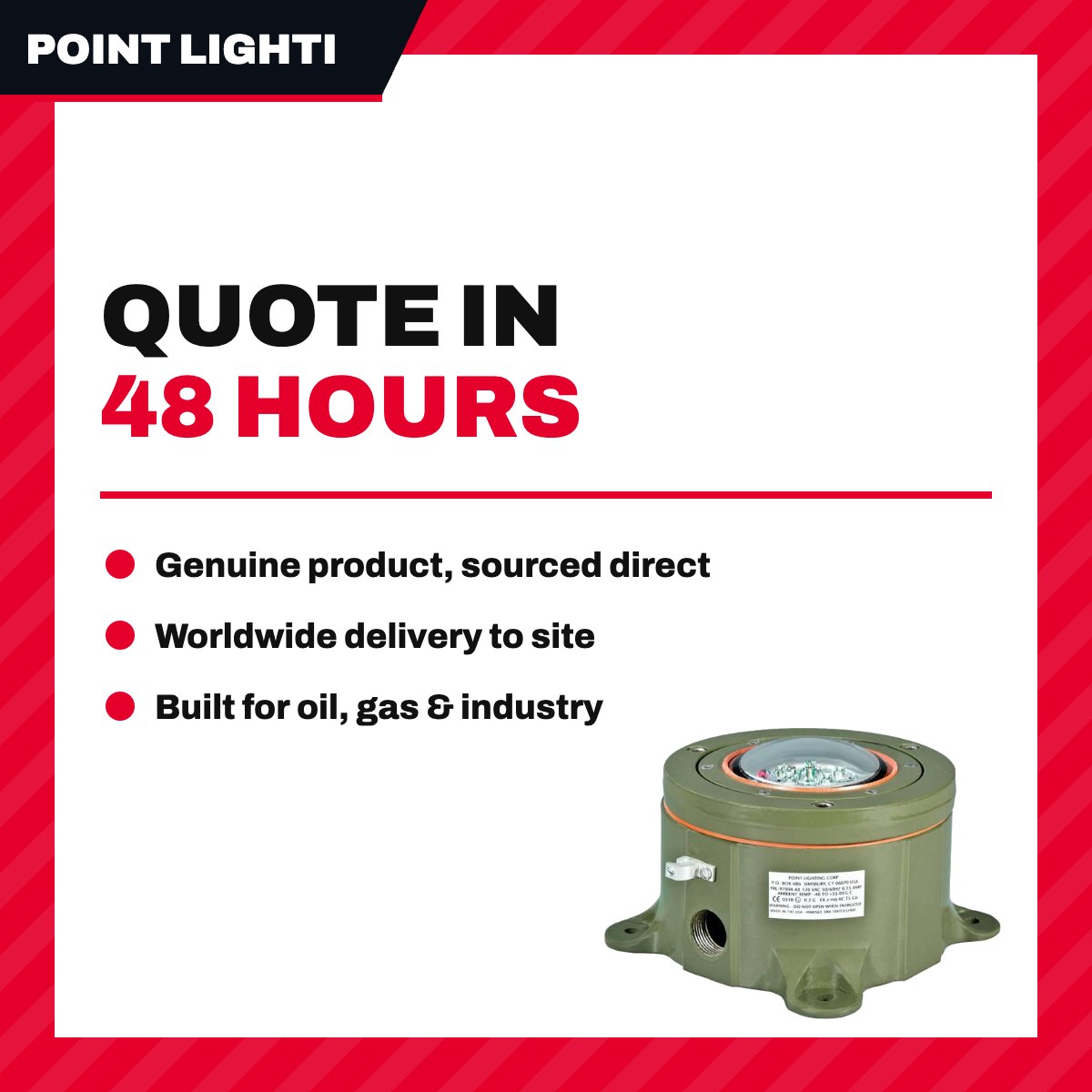Point Lighting Us PRL-97004-2C-B-EX-LSM – Light – Point Helideck Type, 220 Vac Supply