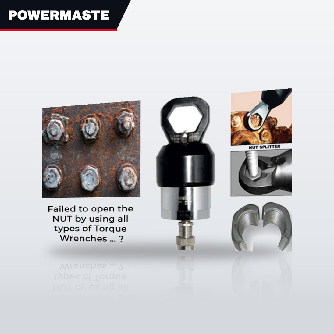 Powermaster NS-012AH – Hydraulic Nut Splitter <(>&<)> Cutter Specifications – Bolt Size Range Up To 10