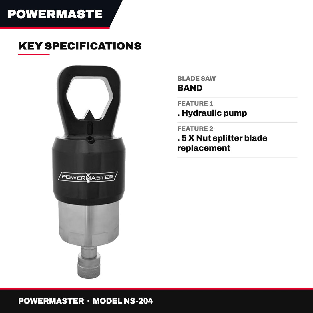 Powermaster NS-204 – Ns-205 Powermaster Hydraulic Nut Splitters