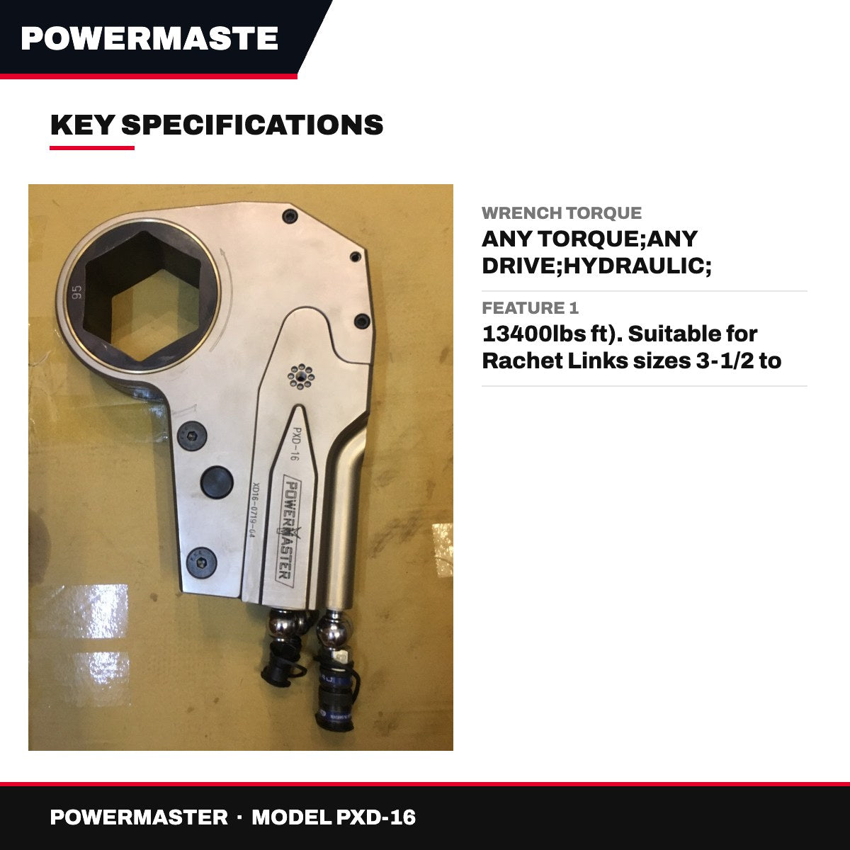 Powermaster PXD-16 – Hydraulic Torque Ratchet Power Head Wrench