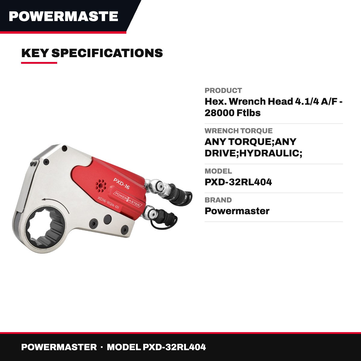 Powermaster PXD-32RL404 – Hex. Wrench Head 4.1/4 A/F - 28000 Ftlbs