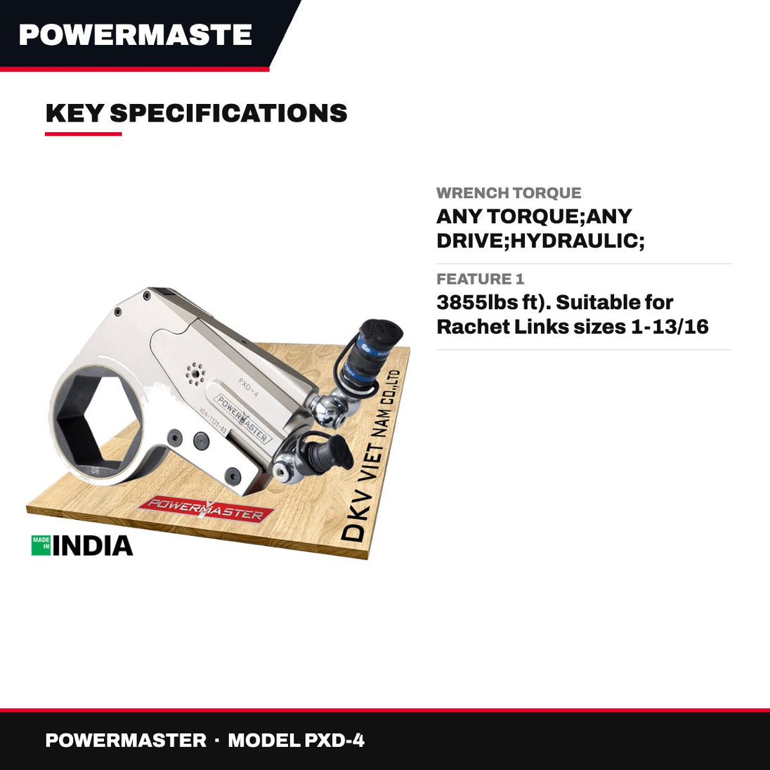 Powermaster PXD-4 – Hydraulic Torque Ratchet Power Head Wrench
